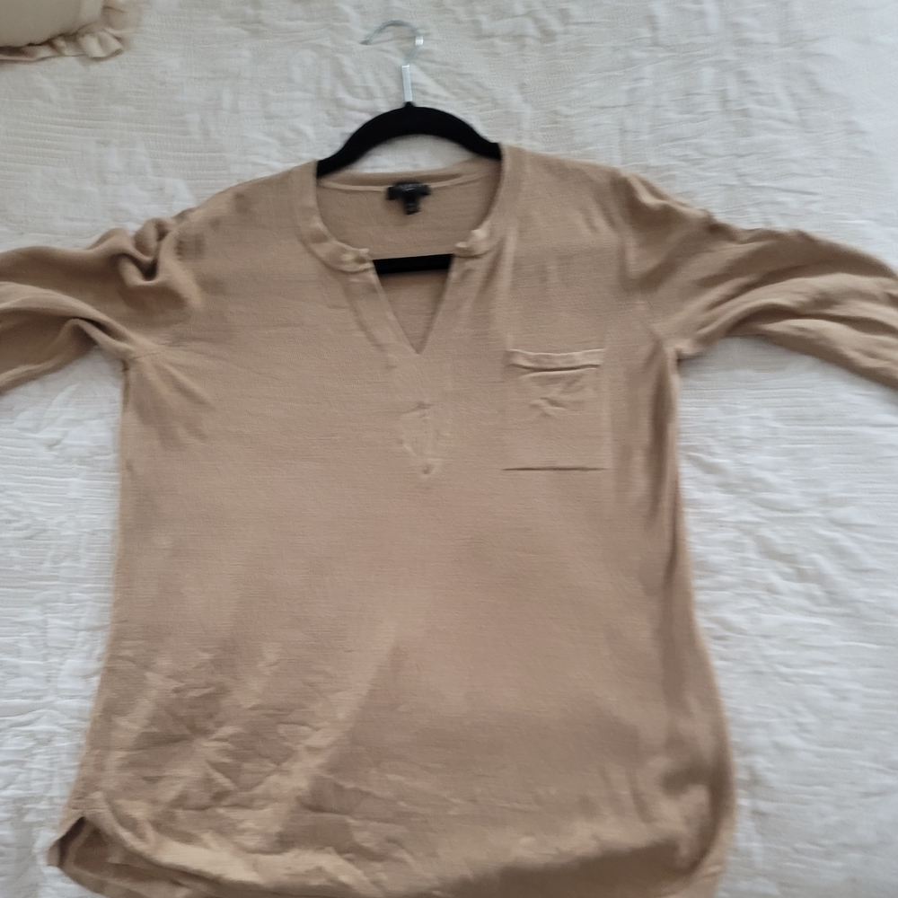 Talbots Taupe V-Neck Knit Top